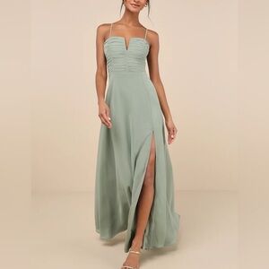 Lulus Sweeney Sage Brush Sleeveless Maxi Dress